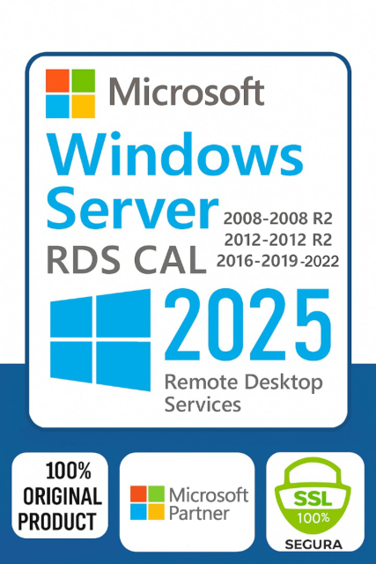 Licencia CAL RDS Windows Server Contrato VL Pack de 5 CALs – acceso remoto multiusuario, permanente, reinstalable y transferible.