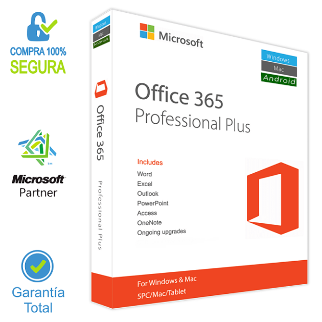 Office 365 Pro Plus – 1 año / 5 dispositivos (Cuenta personalizable)